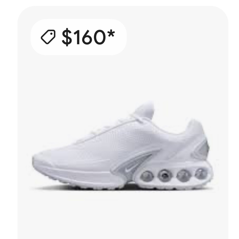 White and Silver Sneakers with Streamlined Design and Air Cushioning
